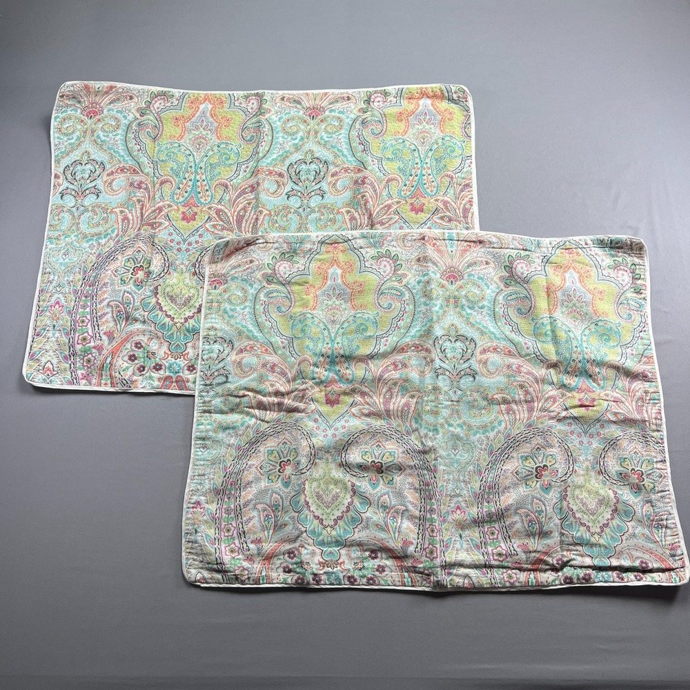 Set Of 2 Cynthia Rowley Standard Pillowsham Multicolor Cotton Paisley (21"x 27")